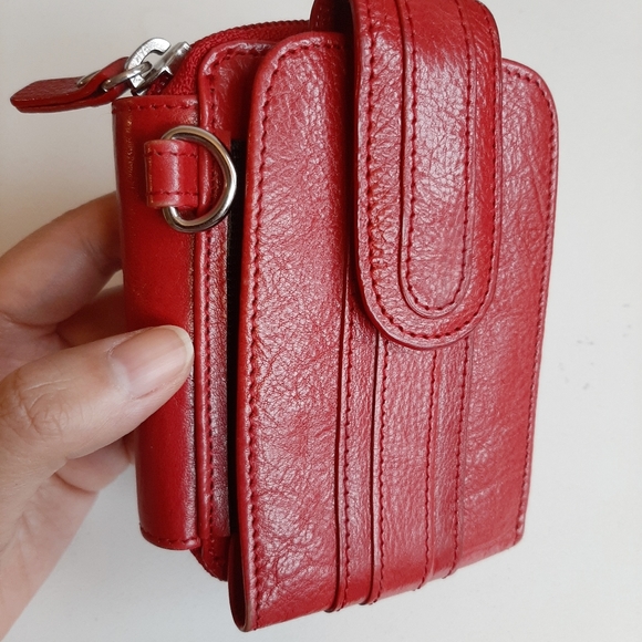 Danier Genuine Leather Red Mobile/Wallet Crossbody - Picture 12 of 15